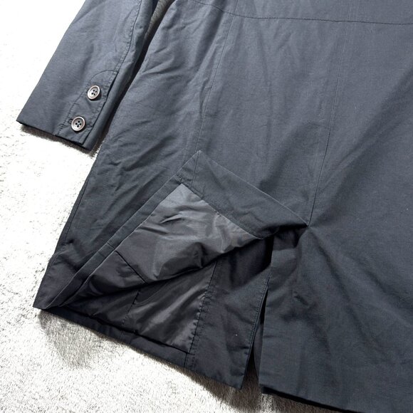 Eddie Bauer Women’s Medium Black Water Repellent Trench Coat Button Front - Picture 12 of 16